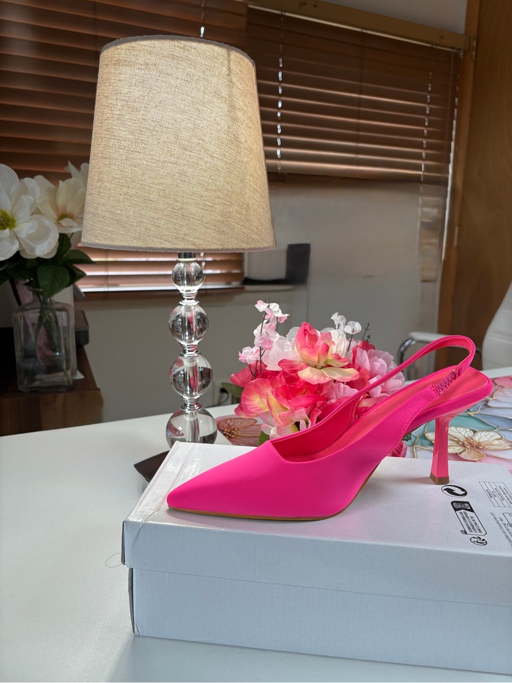 Hot Pink Slingback Pointed-Toe Heels